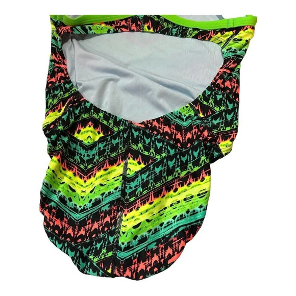 NIKE Women's Electric Green Poly Performance Tribal Swimsuit Size 8 - Picture 6 of 7